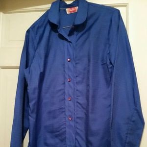 Miss Capri Blue Button Down Blouse Jr Sz 7/8